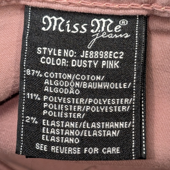 Miss Me Mid Rise Easy Crop Dusty Pink Cropped Jeans Stretch, Women's 14, 32 - Picture 5 of 6
